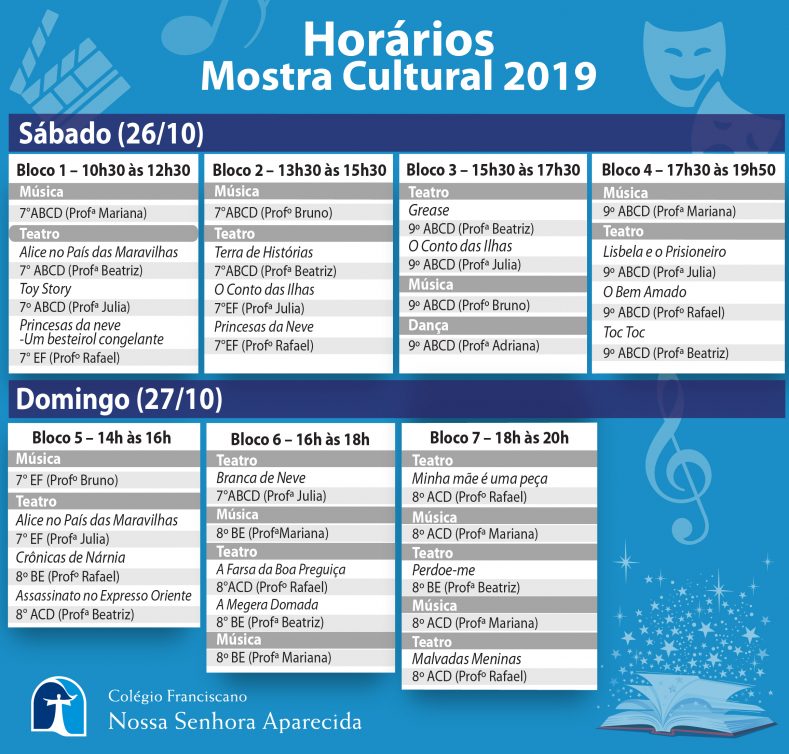 Programação Mostra Cultural 2019